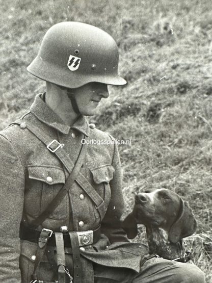 Original WWII German Waffen-SS photo of a soldier with his dog