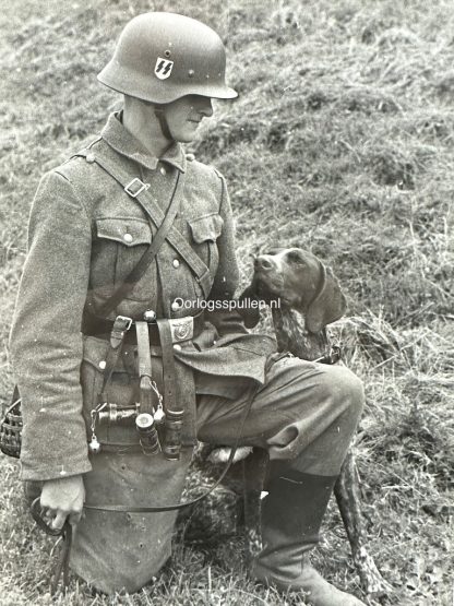 Original WWII German Waffen-SS photo of a soldier with his dog