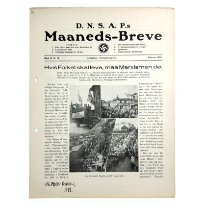 Original WWII Danish DNSAP Maaneds-Breve magazine Danmark militaria