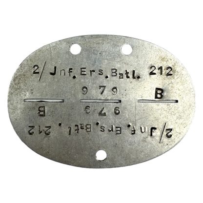 Original WWII German Erkennungsmarke Infanterie-Ersatz-Bataillon 212 - militaria - dogtag - France