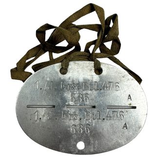 Original WWII German Erkennungsmarke Infanterie-Ersatz-Bataillon 476 - Militaria - General-Hammer-Kaserne in Glauchau - Biala-Podlaska - Theresienstadt