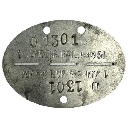 Original WWII German Erkennungsmarke Infanterie-Ersatz-Bataillon (mot) 51 - militaria - German dog tag - Panzergrenadier