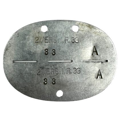 Original WWII German Erkennungsmarke Infanterie-Ersatz-Regiment 33 - Militaria - Dog Tag - Darmstadt - Posen - Wehrmacht