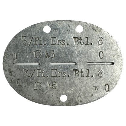 Original WWII German Erkennungsmarke Pionier-Ersatz-Bataillon 8 militaria dog tag Duits naamplaatje