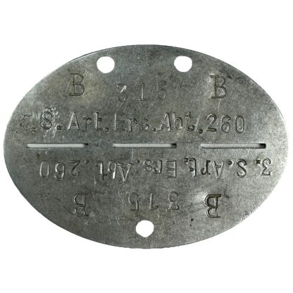 Original WWII German Erkennungsmarke Schwere Artillerie-Ersatz-Abteilung 260 militaria naamplaatje dog tag Wehrmacht