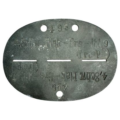 Erkennungsmarke Schwere-Flak-Ersatz-Abteilung 9 - Militaria - Luftwaffe - Zweiter Weltkrieg - Dog Tag German army World War II