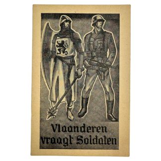 Original WWII Flemish Waffen-SS volunteer postcard - Militaria