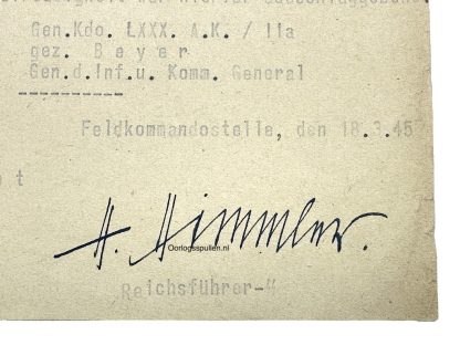 Original WWII German 'Ritterkreuz vorschlag' Himmler signed document militaria autograph signature handtekening Ridderkruis