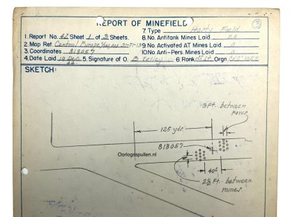 Original WWII US Battle of the Bulge antitank minefield sketch/map area of Malmedy