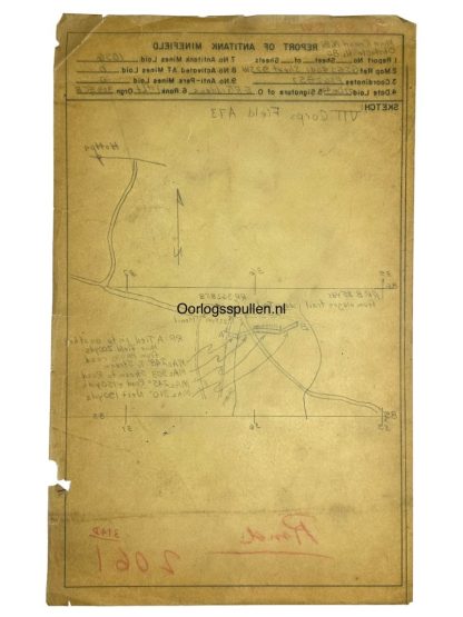 Original WWII US Battle of the Bulge antitank minefield sketch/map area of Hotton