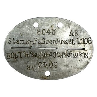 Original WWII German Erkennungsmarke Panzergrenadier-Ersatz-Bataillon 108 - Militaria - Dresden