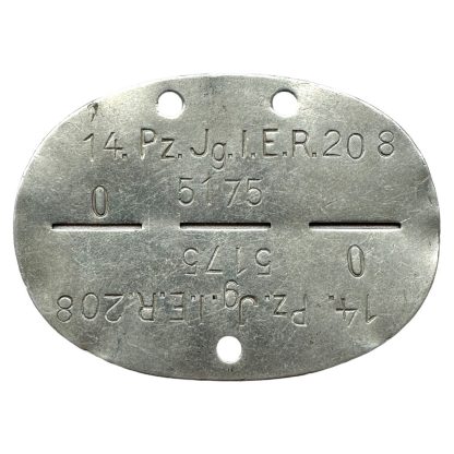 Original WWII German Erkennungsmarke Panzerjäger-Infanterie-Ersatz-Regiment 208