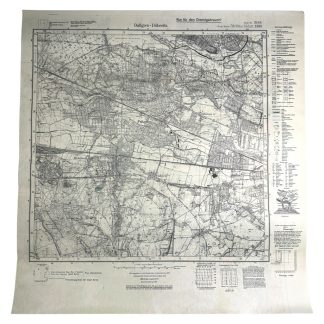 This is a 1937 German military map of the Dallgow-Döberitz area west of Berlin and was used during World War II in Berlin. These maps are collectibles for militaria collectors. 'Heereskarte'