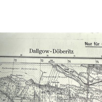 This is a 1937 German military map of the Dallgow-Döberitz area west of Berlin and was used during World War II in Berlin. These maps are collectibles for militaria collectors.