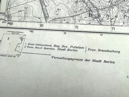 This is a 1937 German military map of the Dallgow-Döberitz area west of Berlin and was used during World War II in Berlin. These maps are collectibles for militaria collectors. 'Stadt Berlin'