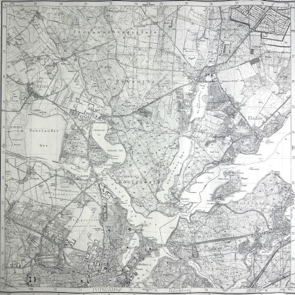 This is a 1942 German military map of the Potsdam area west of Berlin and was used during World War II in Berlin. These maps are collectibles for militaria collectors.