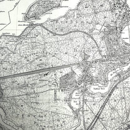 This is a 1942 German military map of the Potsdam area west of Berlin and was used during World War II in Berlin. These maps are collectibles for militaria collectors. 'Wannsee'