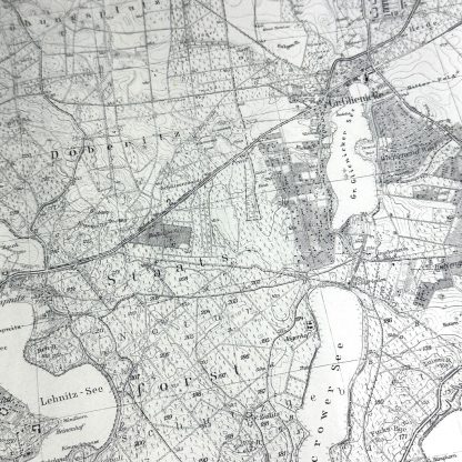 This is a 1942 German military map of the Potsdam area west of Berlin and was used during World War II in Berlin. These maps are collectibles for militaria collectors.