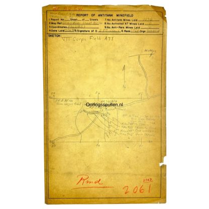 Original WWII US Battle of the Bulge antitank minefield sketch/map area of Hotton - militaria - Ardennes offensive - Menil-Favay