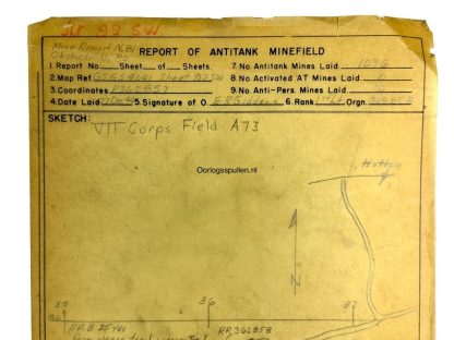 Original WWII US Battle of the Bulge antitank minefield sketch/map area of Hotton