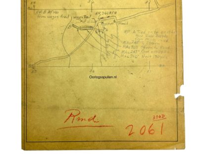 Original WWII US Battle of the Bulge antitank minefield sketch/map area of Hotton