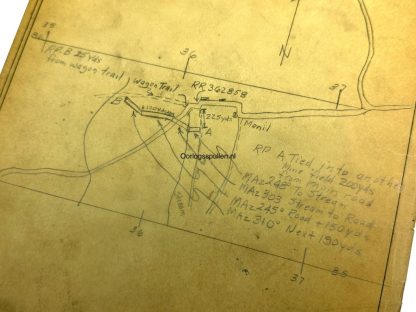 Original WWII US Battle of the Bulge antitank minefield sketch/map area of Hotton