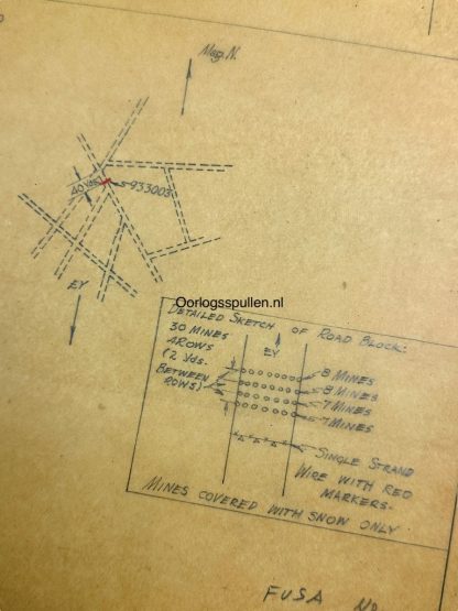 Original WWII US antitank minefield sketch/map area of Luxemburg