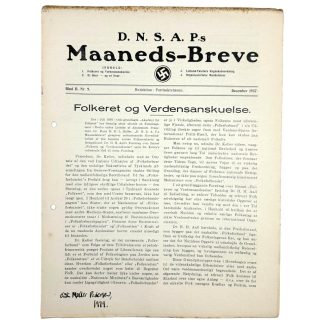 Original WWII Danish DNSAP Maaneds-Breve magazine militaria danmark