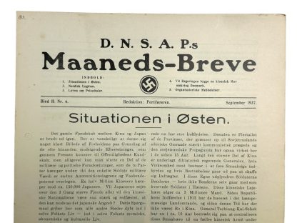 Original WWII Danish DNSAP Maaneds-Breve magazine Militaria Situationen i Østen.