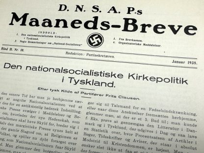 Original WWII Danish DNSAP Maaneds-Breve magazine militaria danmark