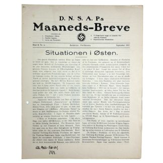 Original WWII Danish DNSAP Maaneds-Breve magazine Militaria