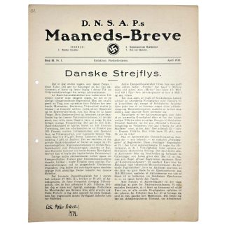 Original WWII Danish DNSAP Maaneds-Breve magazine blad magasin militaria danmark