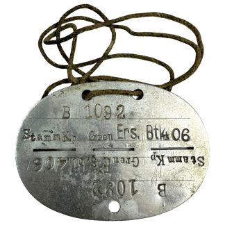 Original WWII German Erkennungsmarke Grenadier-Ersatz-Bataillon 406 - Militaria - Wehrmacht - Dog tag - World War II - Colmar - La Rochelle