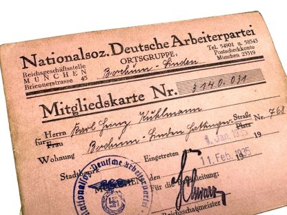 Original WWII German NSDAP membership card Bochum