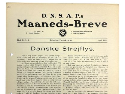 Original WWII Danish DNSAP Maaneds-Breve magazine