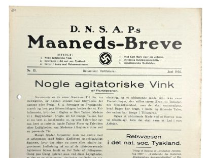 Original WWII Danish DNSAP Maaneds-Breve magazine Danmark blad magasin militaria