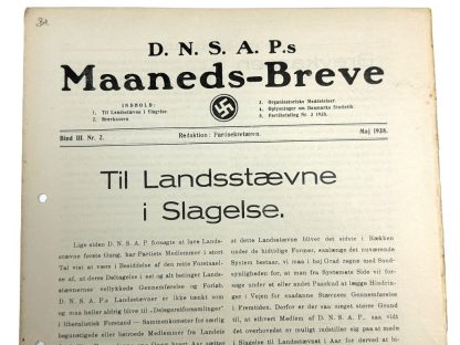 Original WWII Danish DNSAP Maaneds-Breve magazine