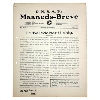 Original WWII Danish DNSAP Maaneds-Breve magazine blad magasin danmark militaria