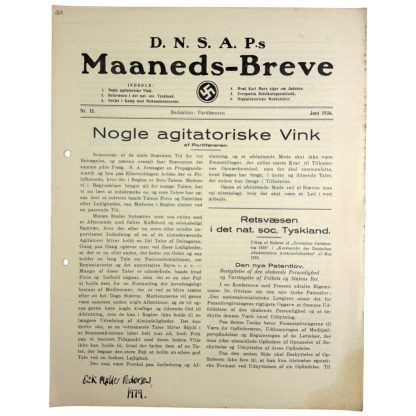 Original WWII Danish DNSAP Maaneds-Breve magazine Danmark magasin blad militaria