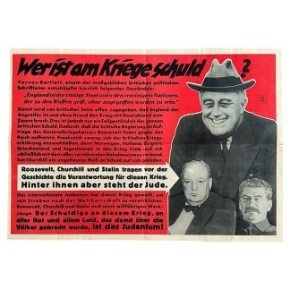 Original WWII German poster 'Wer ist am Kriege Schuld?' - Plakat - Jude - propaganda - NSDAP - Militaria