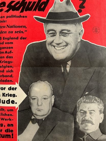 Original WWII German poster 'Wer ist am Kriege Schuld?'