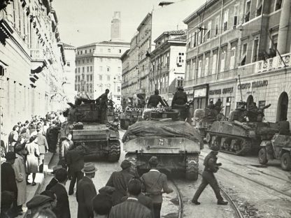 Original WWII Allied photo of the US 8th army in the city of Trieste in Italy