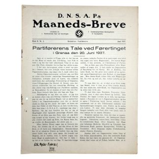 Original WWII Danish DNSAP Maaneds-Breve magazine blad magasin