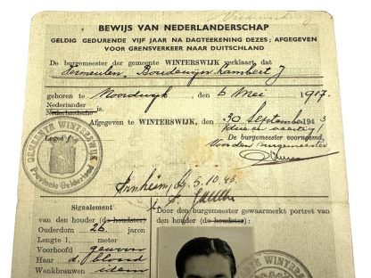 Original WWII Dutch citizenship document from Winterswijk