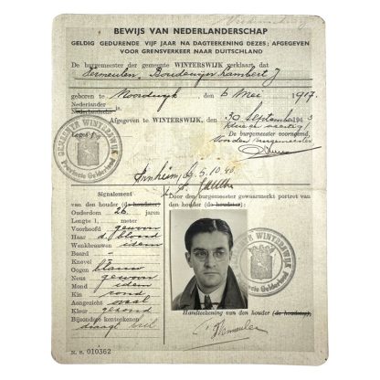 Original WWII Dutch citizenship document from Winterswijk