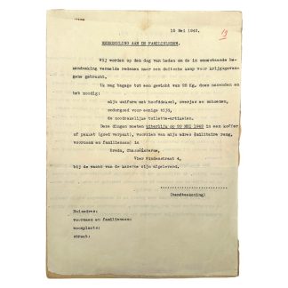 Original WWII Dutch document regarding Dutch POW's (Breda) stalag oflag