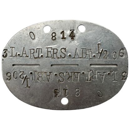 Original WWII German Erkennungsmarke Artillerie-Ersatz-Abteilung I./206 - Militaria - German army artillery dog tag - Gumbinnen - Wiesengrund - Pilsen