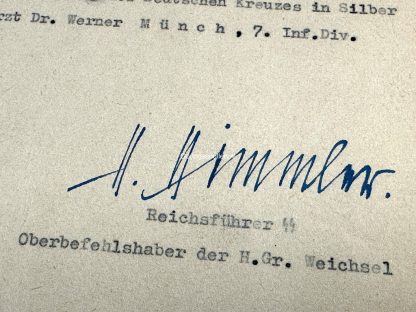 Original WWII German cross in silver vorschlag signed by Heinrich Himmler - Militaria - Autograph - Unterschrift - Reichsführer SS