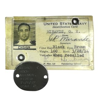 Original WWII USNR dog tag and ID card - Militaria