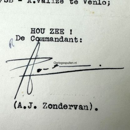 Original WWII Dutch NSB document hand signed by Zondervan regarding KIA Dutch Waffen-SS volunteers